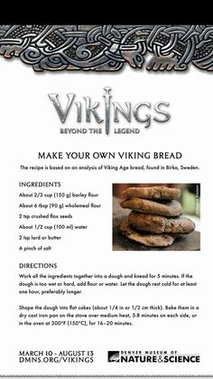 an advertisement for viking bread with information about the ingredients and instructions to make your own viking bread