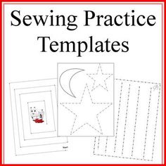 a book cover with the title'sewing practice templates'in red and white