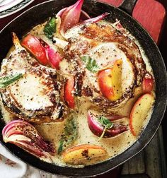 a pan filled with food on top of a table