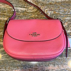 Never Used With Tags Macie Shoulder Bag In Watermelon; Stored In Smoke Free Home Coach Designer Bag As Gift, Pink Coach Bag As Gift, Coach Crossbody Shoulder Bag Gift, Coach Crossbody Shoulder Bag For Gift, Coach Bags Perfect As Gifts, Coach Bags Perfect For Gifts, Coach Leather Bags As A Gift, Coach Bag For Gift, Coach Satchel Shoulder Bag Gift