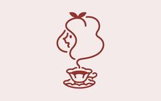 a drawing of a woman's face with a cup of coffee