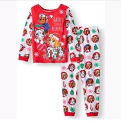 Paw Patrol Santas Little Helper 2t Toddler Kids Pajama Set Christmas Red White Green Blue Holiday Winter New With Tags *Bundle To Save Chavonne11 111319 Xxx Paw Patrol Pajamas, Paw Patrol Christmas, Pink Paws, Santa's Little Helper, Christmas Pajama Set, Best Pajamas, Nick Jr, Boys Pajamas, Sleep Set