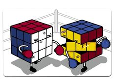 Cube Fight! Large Mouse Pad - Nurd Tyme Rubicks Cube, Art Puns, Rubix Cube, Large Mouse Pad, Isometric Design, Magic Cube, Funny Doodles, Fun Math, Metal Poster Displate