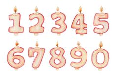 birthday candles in the shape of numbers on a white background