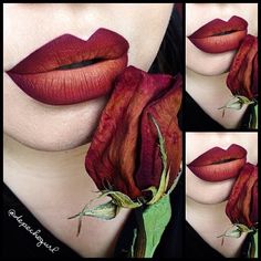 ombre lips Eye Makeup With Red Lipstick, Goth Lipstick, Makeup With Red Lipstick, Makeup Bibir, Ombre Lipstick, Goth Eye Makeup, Makeup Lips, Lipstick Shade, Ombre Lips