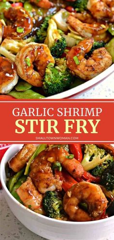 garlic shrimp stir fry with broccoli and peppers