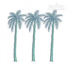 three palm trees are shown in this embroidery design