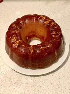 a bundt cake sitting on top of a white plate