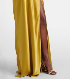 Find THE SEI Draped Silk Gown on Editorialist. Material: 100% silk. Care instructions: dry clean. Made in China. Designer color name: Sulfur. Closure: zipped back. Draped Neckline, Color Name, Silk Gown, Flowing Skirt, Made In China, Fitted Bodice, Color Names, Bodice, Care Instructions