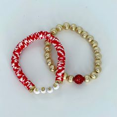 All I want for Christmas is TRUE LOVE! This hand beaded stack set includes two bracelets: - 8mm Heishi Red & White Dot bracelet with LOVE- 8mm Ice Goddess with Red Pave Rhinestone Bracelets are “one size fits most” and are designed to fit wrists up to 7.0”. *Bracelets usually ship within 3-5 business days. Please be aware that due to the unique and handmade nature of each product, color, shapes, and bead sizes may vary slightly from the photos and description. Love Bracelet Stack, Ice Goddess, Rhinestone Bracelets, Red Bracelets, Love Bracelet, All I Want For Christmas, Bracelet Ideas, Rhinestone Bracelet, Love Bracelets