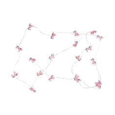 a string of pink butterflies on a white background