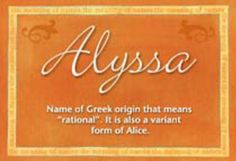 the name of an origin that means alyssa