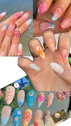 Beach nail collage Nail Collage, Island Nails, Beach Nail, Really Cute Nails, Beach Nails, Cute Patterns Wallpaper, Pretty Acrylic Nails, Summer Pictures, Cute Pattern