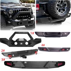 the front and rear bumpers of a jeep