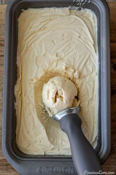 a scoop of ice cream in a pan