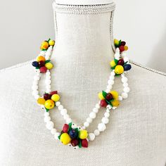 1950's Rare Vintage West German Fruit Beaded Necklace Has A Hook Clasp And Is Signed W.Germany On That Area. Measurements: Length- 16.5-19" Width- 1" Excellent Pre-Owned Condition. Ships Same Or Next Day. All Photos Are Of The Actual Item For Sale. New Jewelry Added Daily. 1950s Beaded Jewelry, A Hook, Hook Clasp, New Jewelry, West Germany, Womens Jewelry Necklace, Beaded Necklace, Jewelry Necklaces, Germany