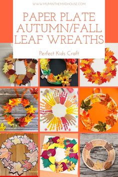 paper plate autumn leaf wreaths for kids to make