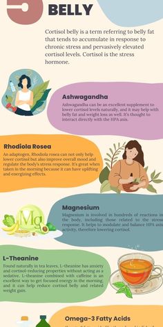 Cortisol belly is a term that refers to abdominal fat that isn't evenly distributed and may be related to chronic stress, causing elevations in the cortisol hormone. Cortisol belly and related weight gain may be more stubborn than other types and may not respond to diet and exercise as well. There are certain supplements for cortisol belly that we cover in our complete guide, as well as explaining the mechanisms that cause cortisol to rise and cause symptoms. #cortisolbelly #cortisol #highcortisol #symptomsofhighcortisol #highcortisolsymptoms #chronicstress #bellyfat Cortisol Supplements, Cortisol Hormone, Cortisol Diet, Cortisol Belly, Cortisol Reduction, How To Lower Cortisol, Hormone Nutrition, Nervus Vagus, Lower Cortisol