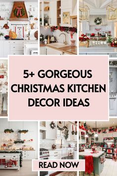 a collage of christmas kitchen decor ideas