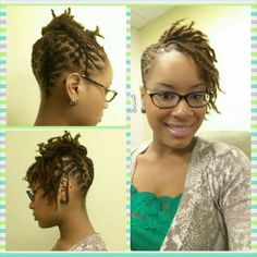 My signature-- locs - to - the - side | Short dreadlocks styles, Dreadlock styles, Short locs hairstyles Sisterlocks Styles Updo, Short Dreadlocks, Dreadlocks Styles, Mohawk Styles, Loc Hairstyles