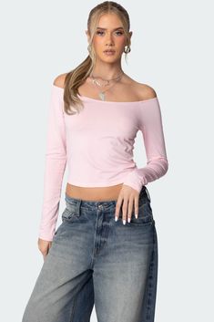 Tahlia Off Shoulder Top Shoulder Stretch, Cotton Crop Top, Off Shoulder Top, Basic Outfits, Off Shoulder Tops, S Models, Long Sleeve Crop Top, Sleeve Cotton, Stretch Cotton