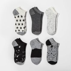 Women's Outerspace 6pk Low Cut Socks - Xhilaration Gray One Size Style Inspiration Grunge, Low Cut Socks, Low Cut Dresses, Street Style Winter, Cute Socks, Athletic Socks, No Show Socks, Shooting Stars, Teenage Fashion Outfits