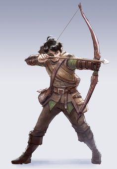 a drawing of a woman holding a bow and arrow