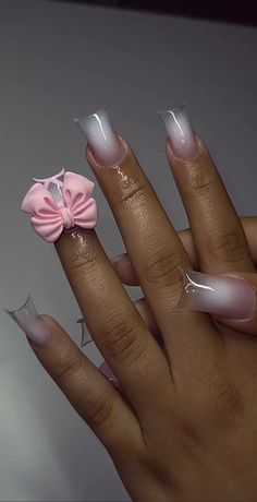 Curled Acrylic Nails, Baddie Birthday Duck Nails, Ducky Nails Design, White Duck Nails Design, Zzzpamela Account, Duck Nail Frenchies, Short Nail Sets Black Women, Brides Nail Art, Cute Freestyle Nails