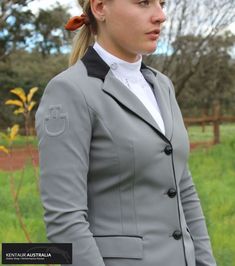 The Cavalleria Toscana ‘Grand Prix’ Womens Competition Jacket is an elegantly designed show jacket from the CT Collection. Effortlessly stylish, it features anti-bacterial properties made from a breathable, stretchy material. It is classically finished with a contrast collar and large front buttons. Flattering fit for people with shorter upper bodies. Available in a range of colours. Do not tumble dry. Machine wash 30C. Made in Italy. Show Jackets, Contrast Collar, Western Australia, Double Breasted Suit Jacket, Gray Jacket, Upper Body, Grand Prix, Stretchy Material, Chef's Jackets