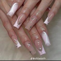 Fall Pink Nails, Pink Nail Design, Pink French Tips, Pink Nail Ideas, Fall Pink, Long Acrylic Nail Designs, Pink French, Pink Nail