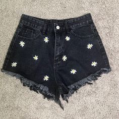 So Cute And Brand New , Never Worn . Still Have Original Packaging Cute Black Cotton Shorts, Black Denim Bottoms For Spring, Spring Black Denim Bottoms, Black Cutoff Jean Shorts Casual, Black Spring Jean Shorts, High Waist Black Summer Jeans, Casual Black Cutoff Jean Shorts, Black High Waist Summer Jeans, High Waist Black Jeans For Summer