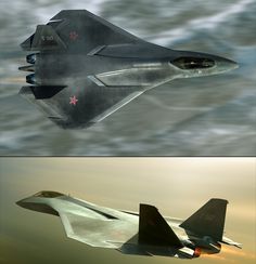 Sukhoi PAK-FA are so awesome because they are the fasted and they are so deflected when they turn our do flip Photo Avion, Jet Privé, Russian Air Force, Military Airplane, Aircraft Art