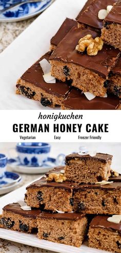 chocolate and walnut german honey cake on a plate