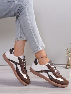 Women's Casual Sports Shoes, New Comfortable Flat Sneakers, Fashionable  Slip-On Flat Shoes Brown    Fabric     Sports & Outdoor Shoes, size features are:Bust: ,Length: ,Sleeve Length: Jogging Shoes Women, Casual Athletic Shoes, Jogging Shoes, Shoes Green, Shoes Retro, Sole Sneakers, Color Cafe, Womens Athletic Shoes, Comfortable Flats