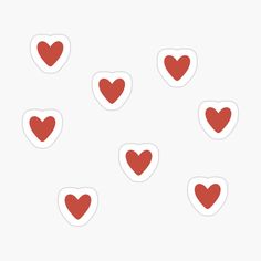 six red heart stickers arranged in the shape of hearts on a white background for valentine's day