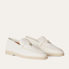 Loro Piana White Summer Walk Suede Loafers Size: 10.5 | It 40.5 Stitching On The Front Upper Non-Slip White Soles With Lp Monogram Dedicated Space On The Heels Where You Can Write Your Name Nappa Leather Lining Color: White Composition: 100% Deerskin Specific Features: Lining: 100% Calfskin; Soles: 100% Rubber Made In Italy Product Code: Fam9730 Lp Monogram, Loro Piana Summer Walk, Lora Piana, Loro Piana Bag, Loro Piana Shoes, Deer Skin, Suede Loafers, Loro Piana, White Summer