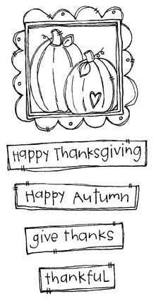 a black and white drawing of happy thanksgiving with pumpkins on the front, words below it