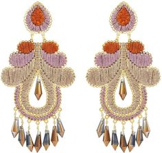 Crystal Fringe, Sequins Embroidery, Clip Earrings, Glass Crystal, Pretty Jewellery, Gold Tone Metal, Twinkle Twinkle, Moda Operandi, Fashion Earrings