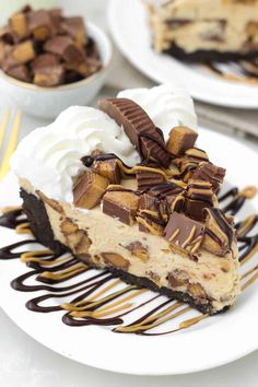 a slice of chocolate peanut butter pie on a plate