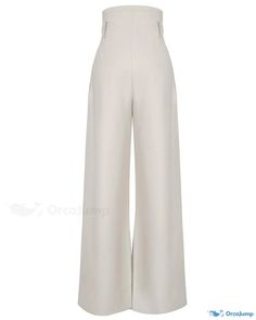 OrcaJump - Elegant Apricot High-Waisted Flared Trousers with Flattering Drape for Leg-Lengthening Effect Styling Wide Leg Pants, Elegant Drapes, Flared Trousers, Designer Drapes, High Waisted Flares, Flare Trousers, Twill Fabric, Wide Leg Jumpsuit, Olivia Mark