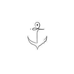 an anchor is drawn in black ink on a white background with the word love written below it