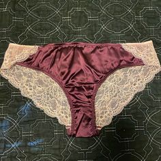 Samantha Chang Bikini Panties Dark Purple Silk And Pink Lace From France Nwot Elegant Purple Brief Bottoms, Pink Satin Bra Set, Purple Brief Bottoms With Lace Trim, Pink Ribbon Panties, Satin Pink Panties, Pink Lace Panties, Tap Shorts, Victoria Secret Body, Silk Lace