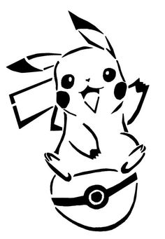 a black and white drawing of a pikachu