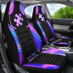 AUTISM AWARENESS PURPLE E300 CAR SEAT COVERS - Owls Matrix LTD Dark Blue Accessories, Turtle Car, Purple Car, Honda S2000, Jaguar E Type, Bmw Z4, E Type, Premium Cars