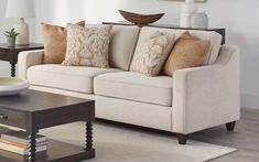 Christine Sofa-Sofas-Jennifer Furniture Transitional Style Living Room, Coral Pillows, Sofa Beige, Beige Living Rooms, Chenille Sofa, Square Arm Sofa, Beige Sofa, Contemporary Style Homes, Brown Sofa