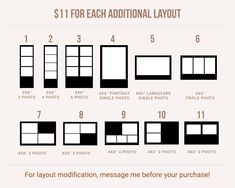 the instructions for how to make a photo booth with multiple frames and numbers on it