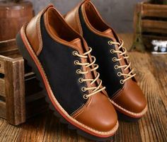 (eBay) Men's Leather Stitching Low-Top Wear-Resistant Platform Round Toe Leather Shoes Casual Cap Toe Boots With Rubber Sole, Casual Leather Shoes With Cap Toe And Leather Sole, Casual Cap Toe Leather Shoes With Leather Footbed, Casual Black Cap Toe Leather Shoes, Casual Leather Shoes With Contrast Sole And Moc Toe, Brown Casual Cap Toe Leather Shoes, Casual Brown Cap Toe Leather Shoes, Chinese Dresses, Leather Stitching