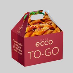 an eco - to - go box is shown with the lid open and it's inside