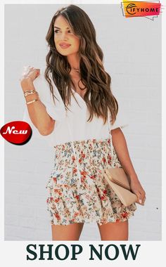 Beige Smocked High Waist Ruffle Tiered Floral Skirt Floral Skirt, High Waist, On Sale, High Waisted, Skirt, Floral, Free Shipping