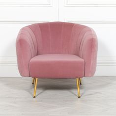 Pink Velvet Armchair Pink Velvet Sofa, Statement Chairs, Opulent Interiors, Gold Legs, Accent Arm Chairs, Junior Year, Velvet Armchair, Chrome Colour, Bedroom Chair